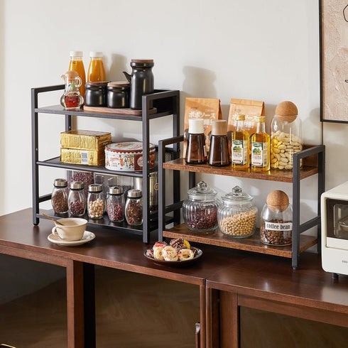 IBUYKE 3-Tier Spice Rack Industrial Counter Shelf, Desktop Storage Organizer Standing Seasoning Rack for Kitchen,