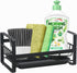 Kitchen Sink Caddy Organizer with Removable Front Drain Pan, Black Sponge Holder for Soap and Dish Rags Storage