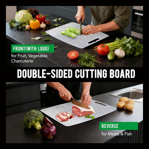 HopeLuck 100% (16" 11") Titanium Cutting Board, Pure Titanium Cutting Boards for Kitchen, Double Sided Food-Grade