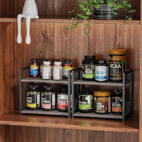 Countertop 2 Countertop, Counter Giikin Shelf Organizer, Tier Kitchen Spice Rack Organizer for Wood Coffee Shelf