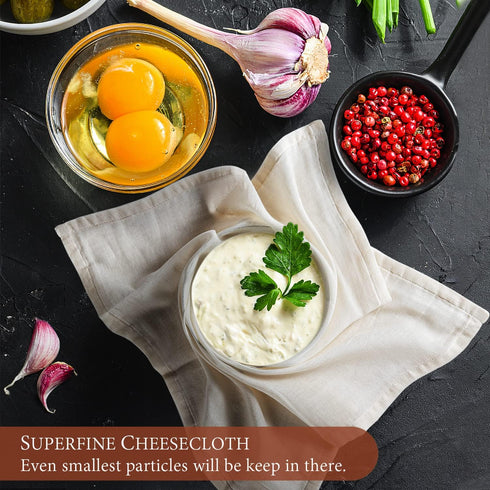 Cheese Cloths, 5 PCS Precut 20x20 Inch, Grade 100 Hemmed for Straining Cooking, Reusable Cotton