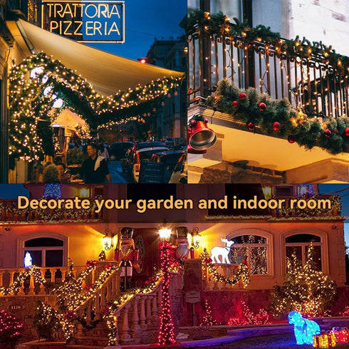 33Ft 100 Battery Fairy Light Outdoor LED Christmas Lights for Indoor Outdoor Waterproof with Remote Control Timer