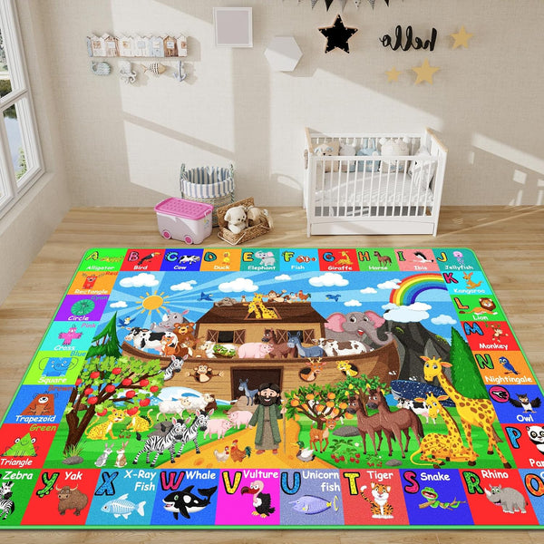 DINSUMRUG ABC Kids Rug for Playroom 5939.4 in Noah's Ark Animals Rug Baby
