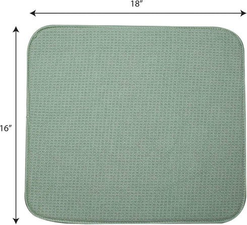 Dish Mat Absorbent - Reversible Microfiber Dish Drying Mat for Kitchen, Machine Washable, Sage Green