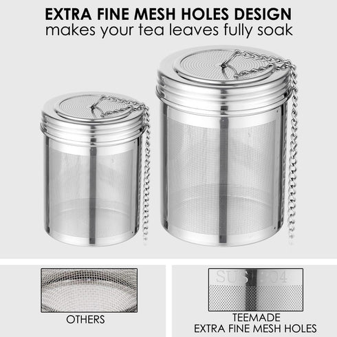 2 Pack Tea Infuser, Extra Fine Mesh Holes Tea Ball Strainers with Threaded Connection, 304 Stainless Steel Cooking