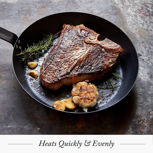 Merten & Storck Pre-Seasoned Carbon Steel 8" Frying Pan, Lightweight Cast Iron Skillet for Indoor Outdoor Cooking