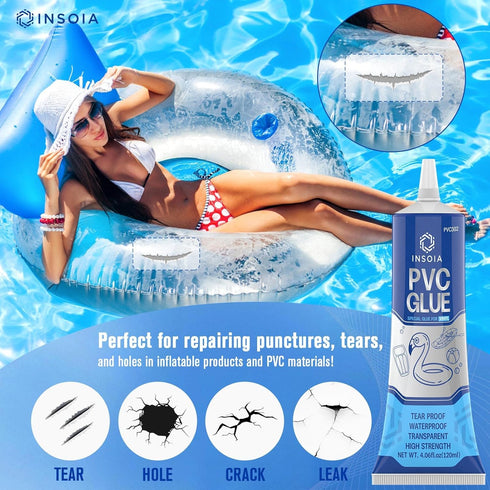 120 ML 2 Swimming Pool Liner Patch, Air Mattress Repair Kit x Waterproof Vinyl Repair Patch Kit for Inflatables, Ring
