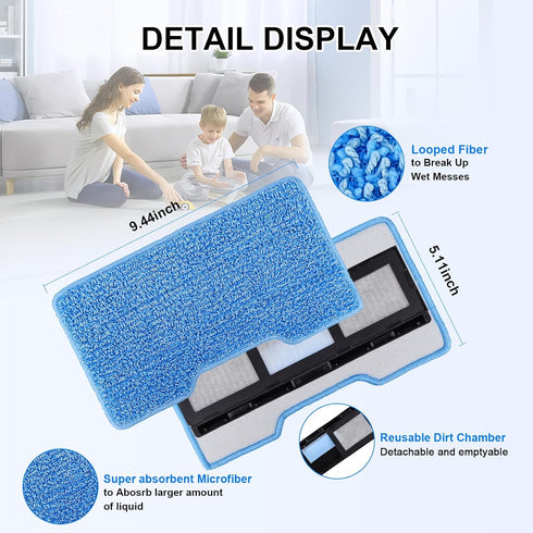 SavStor Vacmop Vacmop/Vacuum VM252 VM200 VM200p12 VMP30 VM190 VM250 floor(1+2+3pack) Reusable for Shark Replacement