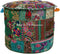 DK Homewares Indian Vintage Patchwork Pouffe Floor Cushion Dark Green Round Foot Rest Living