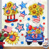 Mfault 4th of July Patriotic Window Clings, 4 Sheets America USA Sunflower Blue Truck Stickers Decal Decorations