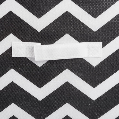 DII Non Woven Polyester Storage Bin, Chevron, Black, Small Set of 2