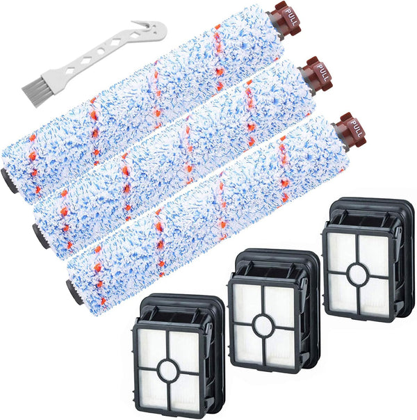 Bissell CrossWave Vacuum Cleaner Replacement Parts - 3 Pack Brush Rolls + 3 Pack Filters