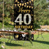 40th Birthday Decorations Door Banner, Black Gold Happy 40th Birthday Sign Poster Decor, 6.1ft x 3ft Fabric Backdrop