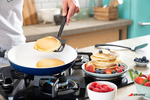 Spatula Turner Set of 2 for Cooking, Ideal for Flipping Eggs and Pancakes, Nonstick Cookware, Made in USA (Black)