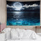LB Moon Over Ocean Tapestry, Night Sky Wall Hanging, 3D Fantasy Psychedelic Watercolor Art for Bedroom Living Room, 60