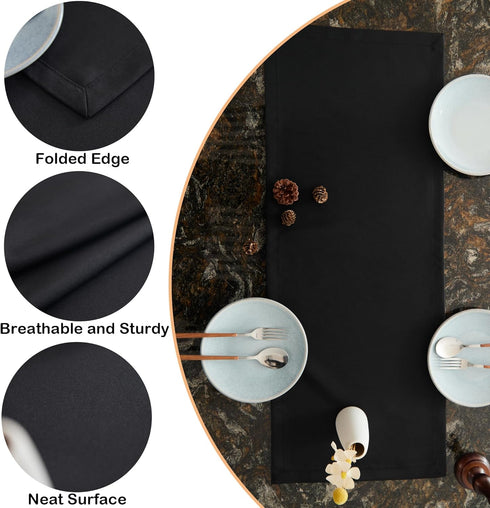 36 Inches 14x36 Inchs Farmhouse Black Table Runner Long Polyester Fabric Washable Rustic Table Runners Small Short