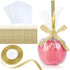 24 Pack Bling Candy Apple Sticks and Bags Kits, Caramel Apple Wooden Skewers, Food Bamboo Decorative Sticks for Treats