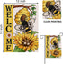 Welcome Spring Summer Bumble Bee Sunflower Garden Flag, Double Sided Outdoor Decorations with Buffalo Plaid Bow