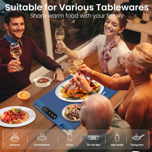 3 Food Warming Mat, Roll Up Electric Warming Tray, Graphene Heating Film Fast Full Surface Heating Mat with Level