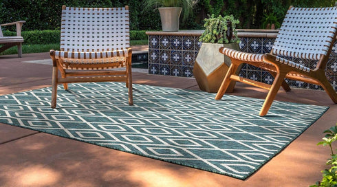 Jill Zarin Outdoor Collection Area Rug - Turks and Caicos (2' 2" x 3' Rectangle Teal/Ivory) by Unique Loom