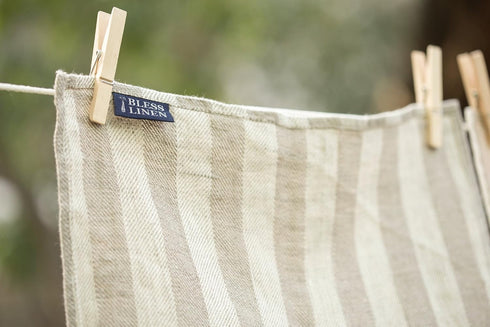 BLESS LINEN 100% 16 30 Inches, Set 2, Jacquard Striped Pure Linen Hand Kitchen Towel, x of Grey/White