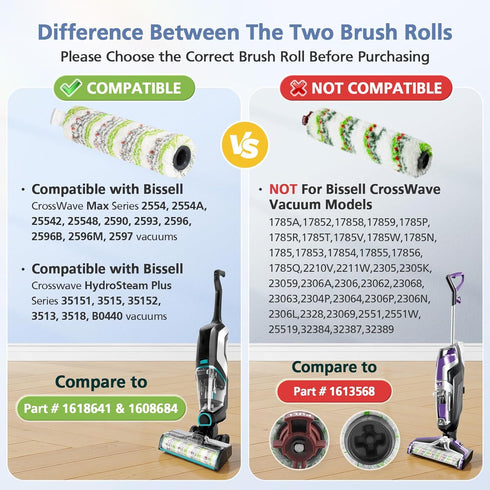 3 Pack 2788 1866 2554 2554A 2590 2593 2596, 35151 3515 35152 3513 3518, 1618641&1608684 Multi-Surface Pet Brush Rolls