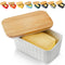 Hasense Large Butter Dish with Lid for Countertop, Farmhouse Ceramic Butter Container with Cover, White Pattern
