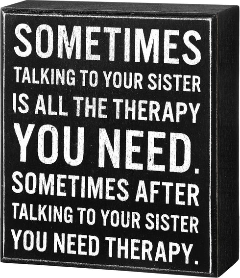 Jetec Funny Sister Gifts Wood Sign, 5.9 x 5.1 Inch Plaque, Sometimes Talking to Your Sister Is All the Therapy