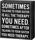Jetec Funny Sister Gifts Wood Sign, 5.9 x 5.1 Inch Plaque, Sometimes Talking to Your Sister Is All the Therapy