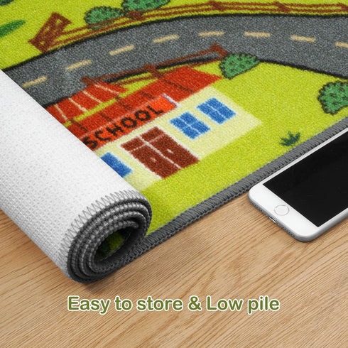 79"x39" STARUIA Washable Kids Carpet Playmat Rug for Boys Room, Large Toddler Car Rug for Kids Toy Cars, Fun Learning