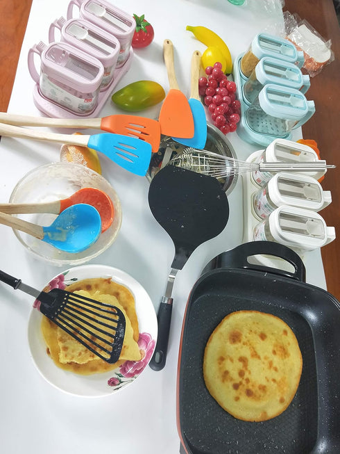 TENTA Kitchen Grip-EZ Premium Chef Series Round Flexible Large Spatula - Heat Resistant, Black