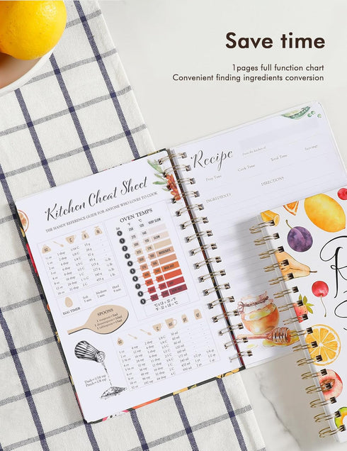 Recipe Book Waterproof Hardcover to Write in Your Recipes, Family Recipe Notebook Holds 120 Recipes