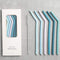 Nightingale Reusable Silicone Straws - Set of 6 Bendy Drinking Straws with Cleaning Brush, Collapsible Travel Straw