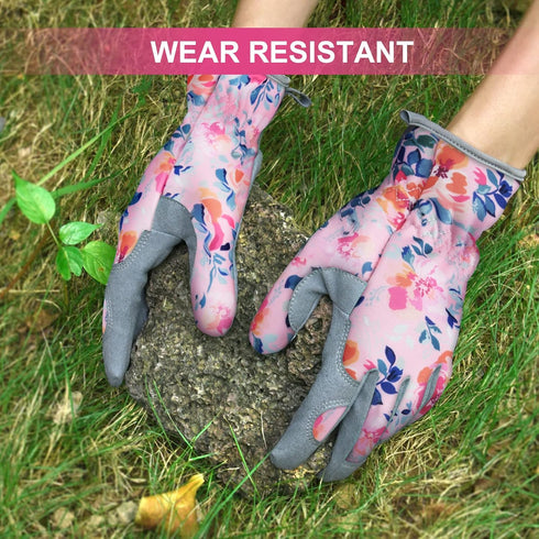 Womens Gardening Weeding Working Gloves - Leather Garden Glove for Women, Thorn Proof for Digging