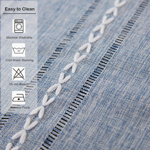 36 Inches 15x36 Inches Farmhouse Rustic Blue Table Runner with Tassels Boho Linen Style Braided Striped Table Runners