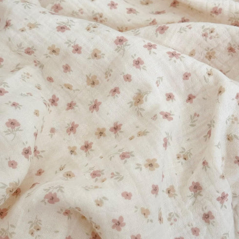 47"x59", BuLuTu Muslin Cotton Pink Floral Print Duvet Cover for Toddler Girls Kids Comforter Cover for Toddler Bed/Crib