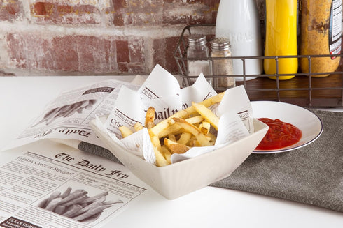 Fox Run Newsprint French Fry Wax Paper Liners, 24-Count