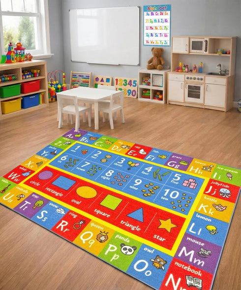 KC Cubs: Educational Rug: ABC Alphabet, Numbers & Shapes - 3x5' Playmat