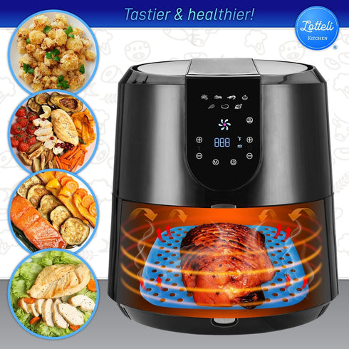 Reusable Silicone Air Fryer Liners, Easy Clean Accessories with Magnetic Cheat Sheet, Non-Stick Parchment Paper