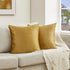 GIGIZAZA Set of 2 Gold Decorative Throw Pillow Covers 16x16, Velvet Square Couch Cushion Pillows for Boho Sofa