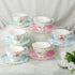Set 6, Set fanquare Rose Tea Cup and Saucer for British Tea Cups for Gift, Multi-Color Flowers Porcelain Tea Service