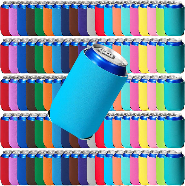 CHENGU 100 Pack Blank Can Cooler Sleeves Neoprene Insulated Beer Sleeves for Can