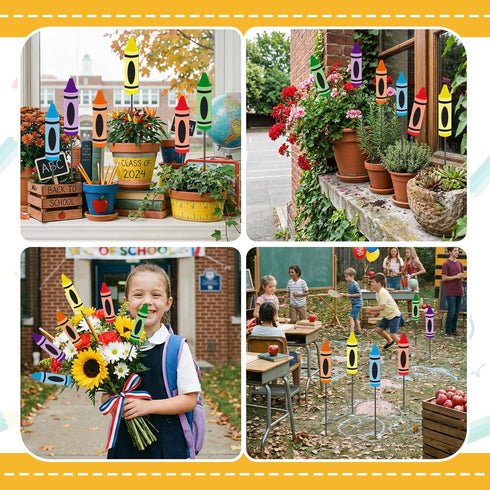 6 12" Pickmesh Pcs Kindergarten Graduation Decorations Crayon Metal Yard Signs Outdoor Decor Crayon Garden Stake First