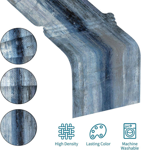 AILUER (13"x108") Blue Grey Long Table Runners Modern Art Farmhouse Linen Table Runners Dresser Scarves Retro Rustic