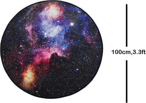 3'3" Fancytan Galaxy Rug, Universe Space Nebula Star Starry Night Moon Cloud Round Rugs Large for Living Room, Space