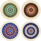 4 Pieces Rug Table Coasters, Oriental Design Fabric Drink Holders for Home Office, Round, Fresh Pattern