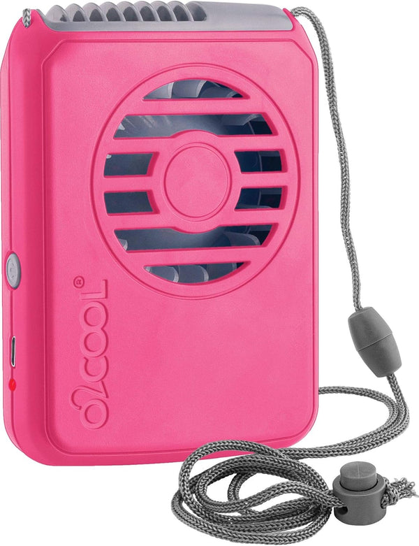 O2COOL Personal Travel Rechargeable Battery Powered Neck Cooling Fan, Single Pack (Pink)