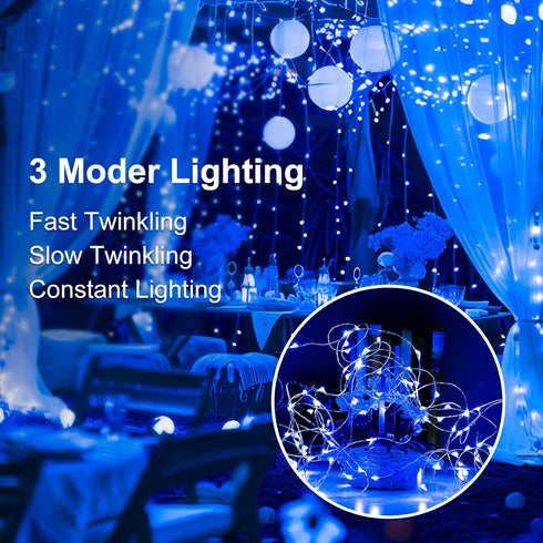 12Pack 7ft 20 3 Fairy Lights Battery Operated, LED Modes Speed Twinkle Mini String Lights Waterproof Silver Wire