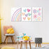 3 12x16in Pieces Nursery Boho Wall Art, Framed Cartoon Rainbow Canvas Prints, Colorful Heart Wall Decor, Cute Flower