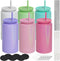 6Pack Glass Cups with Lids and Straws, 16oz Stainless Steels Cups, Beer